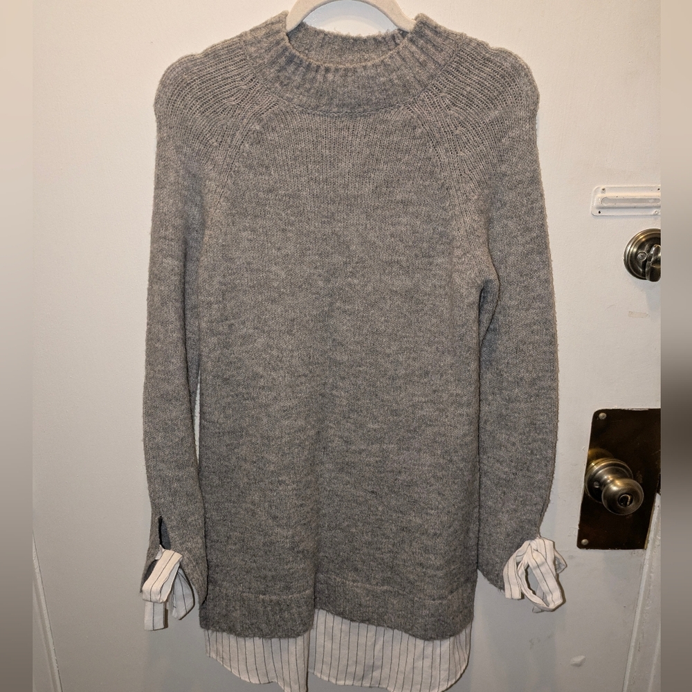 English Factory Gray Women's Sweater Dress 2-fer with Layered Look NWT
